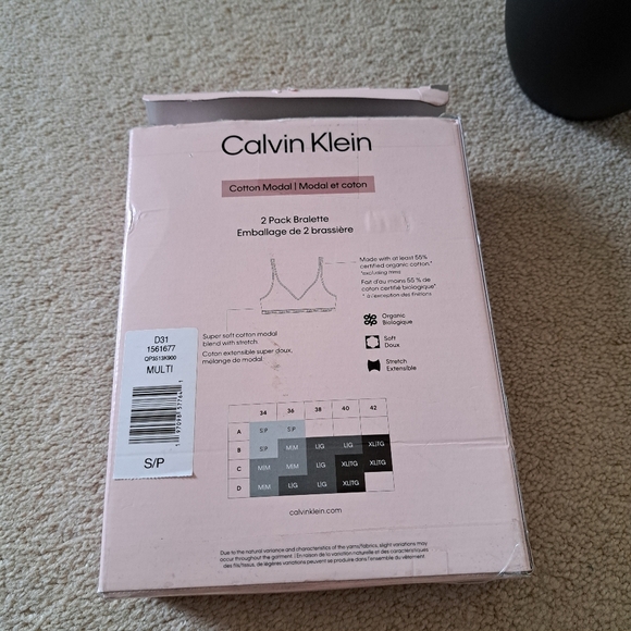 Calvin Klein 2 Pack Bralette Cotton Modal Pink Tan Size Small Bras - Picture 12 of 16